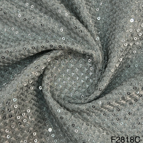 Zari Sequins Embroidered georgette Fabric-F2818